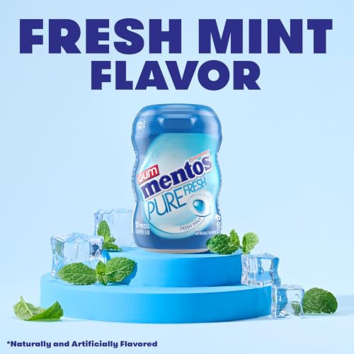 Image of Mentos Pure Fresh Sugar‑Free Chewing Gum with Xylitol, Fresh Mint, Mini Nano Bottles, Miniature Pack Size, 10 Pieces (Pack of 10)