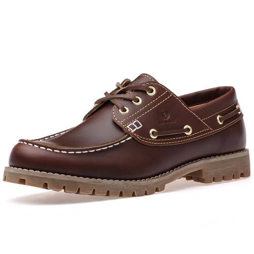 SL-Saint Hecho a Mano Hombre Clásico Barco Zapatos Moc Toe Náuticos Cordones Piel Plena Flor Cómodo Moda (RojoMarrón, Adulto, Hombre, 40, Números, Sistema Tallas Calzado EU, Ancho) SL-Saint Hecho a Mano Hombre Clásico Barco Zapatos Moc Toe Náuticos Cordones Piel Plena Flor Cómodo Moda (RojoMarrón, Adulto, Hombre, 40, Números, Sistema Tallas Calzado EU, Ancho)