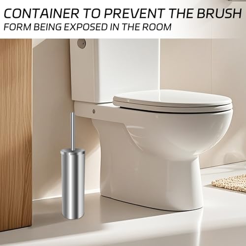 Image of Stainless Steel Toilet Brush with Holder Set for Bathroom Storage and Organization Toilet Bowl Cleaner Brush and Holder (1, Silver)