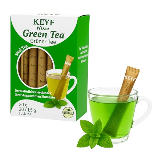 Grüner Stick Tee – 20 Teesticks – Natürlich, Kalorienarm – 1 kcal pro Stick – Schnell & sauber zubereitet – Für Zuhause, Büro & unterwegs (Grüner Tee)