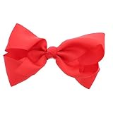 5.5 Inch Grosgrain Hair Bow Clip For Woman And Girls (Red)