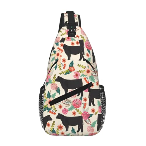 Sac à dos à bandoulière homme avec motif imprimé vache rose et design léger
