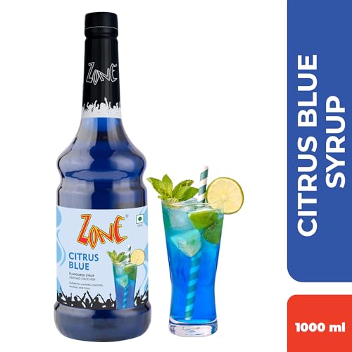 Image of Zone Citrus Blue Flavoured Syrup 1000ml | Refreshing Lemon Citrus Blend with Subtle Orange Notes | Perfect for Mocktails, Lemonades, Iced Teas & More | Ideal for Cafe, Restaurant & Home Use