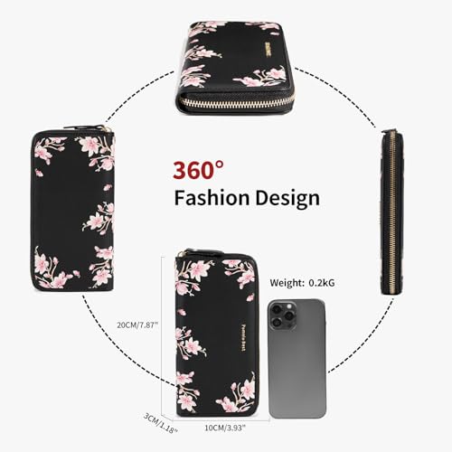Image of Pomelo Best Wristlet Women Wallet Floral RFID Clutch Purse | Vegan Leather, Multi Credit Card, Large Capacity Zip Around Long Travel Wallets with Coin and Phone Pocket for Ladies