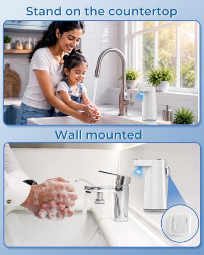 Image of Automatic Soap Dispenser, Sensor Hand Wash Dispenser with 1200mAh Battery, 3-Speed Adjustable Foaming Handwash Dispenser with Auto-Clean, Touchless for Home Bathroom, Office, Kitchen