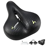 Sportneer Wide Bike Seat, Comfortable Bicycle Seat for Men Women, Memory Foam Padded Bike Saddles Dual Shock Absorbing Bike Seat Cushion Waterproof, Universal Fit for Exercise/Cruiser/Spin Bikes
