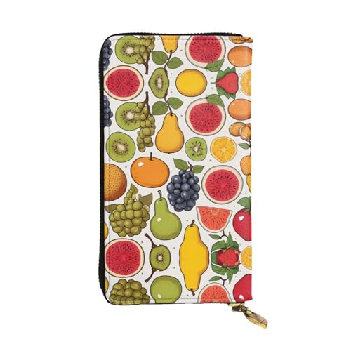 Portefeuille en cuir imprimé fruits colorés de 19,1 cm avec grand porte-cartes