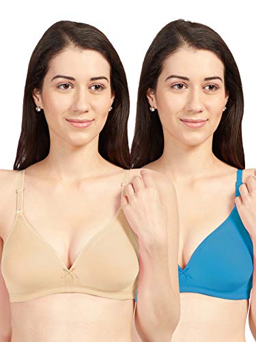Image of SONARI Omania Womens Non-Padded Cotton Polyester Bras - Solid, Non-Wired, Medium Coverage, Hand Washable (Pack of 2)