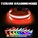 Hundehalsband Leuchtend USB Aufladbar - Leuchthalsband Hund 7 RGB Farbwechsel mit 8 Leuchtmodi, Dickes Verstellbares LED Hundehalsband Wasserdicht für Kleine Mittlere Große Hunde Leuchtendes Halsband