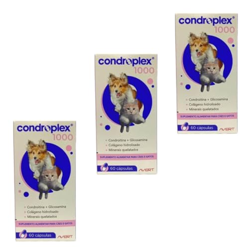Condroplex 1000 Mg Suplemento 60 Capsulas Avert para Cães e Gatos | Kit com 3 unidades