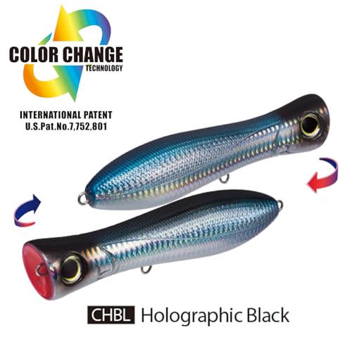 YO-ZURI(ヨーヅリ) ルアー ポッパー ブルポップ 150mm CHBL 自重:70g R1154-CHBL-ホロブラック 2枚目