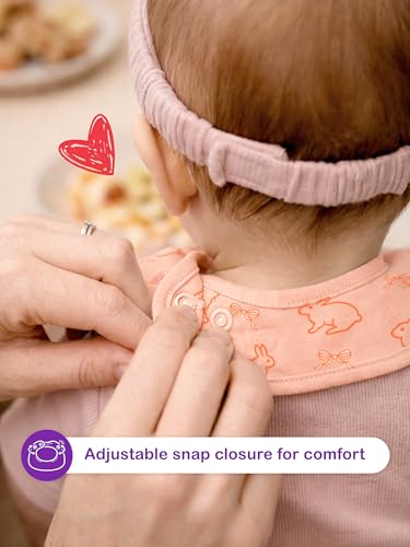 Image of Kidbea Organic Cotton Baby Bib, Adjustable Snap Closure Soft Absorbent Feeding Bibs Apron for Newborns & Infants Child With Cute Prints | Reusable Baby Essential
