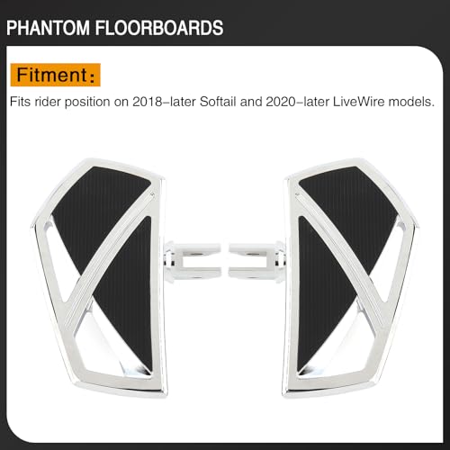 Image of Motorcycle Floorboards Phantom Front Foot Pegs Footrest for Harley Softail 2018-2024 Fat Boy Street Bob Low Rider Sport Glide Slim Fatbob Breakout 114 (Chrome)