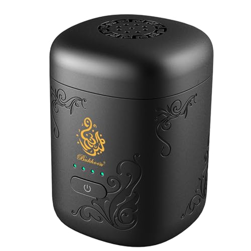 MIRCTRI Portable Bakhoor Burner Electric - Electric Incense Burner with Timer - USB Rechargeable Electronic Bakhoor Incense Burner -Arabian Bakhoor Burner for Home,Car,Office,Meditation (Black)