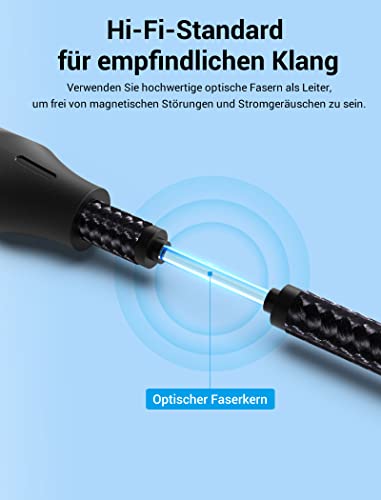 Image of VENTION Digital Optical Audio Cable Nylon Braided Fiber, Slim Metal Case, Gold Plated Plug, 3.3ft Toslink Fiber Optic Audio Cable for Sound Bar TV PS4 Samsung Vizio Bose LG