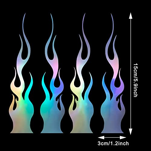 Tomall 4 Pcs 5.7'' Flame Reflective Sticker For Car Vinyl Racing Sports Flame Stripe Decal For Golf Cart Off-Road Vehicles Motorcycles Bike Skateboard Laptop Diy Decoration (Gradient) #TOP1