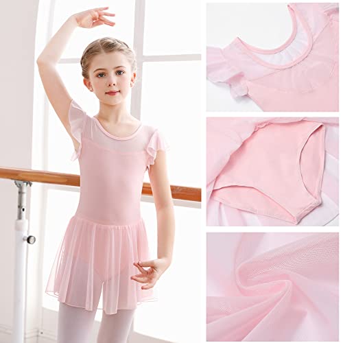 Foto von Aiseyi Ballettkleidung Mädchen Ballettkleid Kurzarm Ballett Trikot Baumwolle Ballett Tutu Ballettanzug Balettkleider Tanzkleid