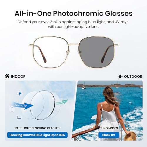 Image of Cyxus Photochromic Blue Light Glasses for Men Women Computer Glasses UV Protection Glasses 8261