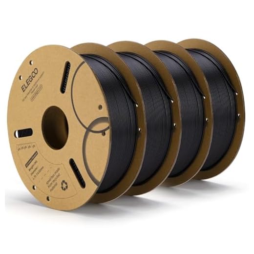 ELEGOO PLA Filament 1.75mm Black 4KG, 3D Printer Filament Bulk Dimensional Accuracy +/- 0.02mm, 4 Pack 1kg Cardboard Spool(2.2lbs) 3D Printing Filament Fits for Most FDM 3D Printers
