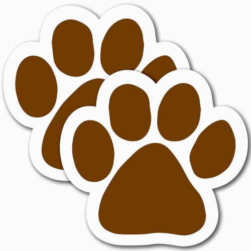 Image of Brown Pawprint Car Magnet 5 Inch 2 Pack, Dog Lover Gift, Made in USA | Heavy duty magnetic decal for car, truck, SUV or fridge, full color UV printed