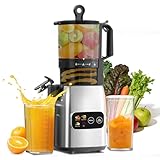 Cold Press Juicer, 5.4'' Wide Feed Chute Juicer Machines, Slow Masticating Juicer for Whole Vegetables & Fruits Easy to Clean, Juice Extractor Machine High Juice Yield,3 Function Modes