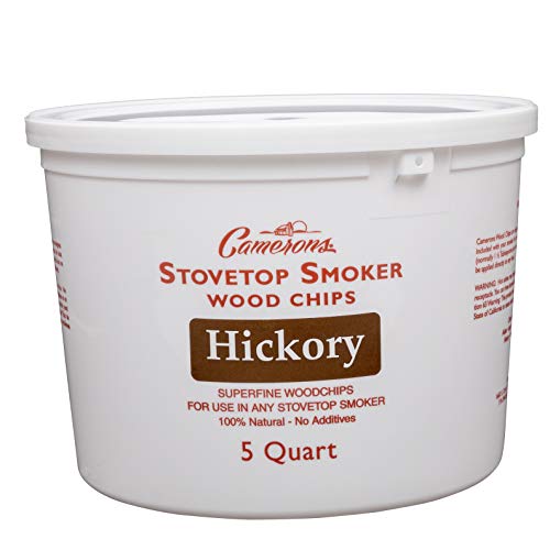 Camerons Smoking Chips - (Hickory) 5 Quart Kiln Dried, Natural Extra Fine Wood Smoker Sawdust Shavings - 5 Quart Barbecue Chips