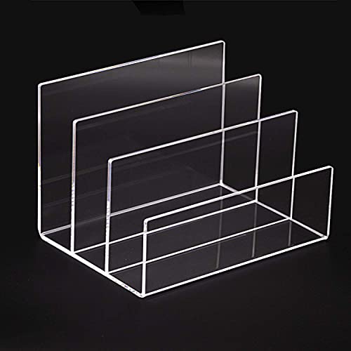 Clear Acrylic File Sorter, 3 Sections Desk Plastic File Folder Rack, Clear Office File Organizer For Document Paper Letter Book Envelope Laptop Makeup Eye Shadow Palette Mail Electronic Purse #TOP1