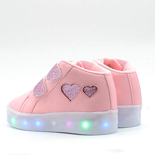 Tenis Bota botinha LED Luz Coracao rosa glitter feminino