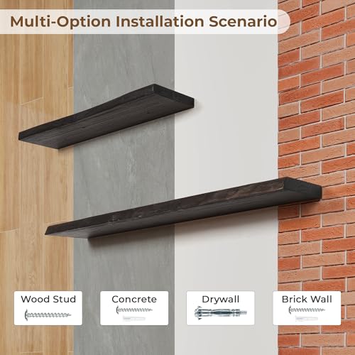 Image of Axeman 24 inch Floating Shelves for Wall Live Edge, Walnut, 2PCs