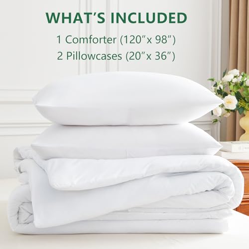 Image of HIMEET Oversized King Comforter Sets, 3 Pieces with 2 Pillowcases, White | 270GSM Down Alternative Fill, Oeko-TEX Certified, 8 Corner Ties Quilted, All Season, Fluffy Bed Set, Bedroom Decor Bedding