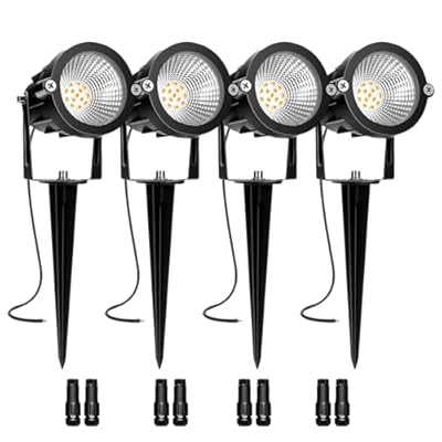 REEGOLD Low Voltage Landscape Lighting: 10W 1000LM LED Landscape Lights Outdoor 2700K Warm White Spotlights with IP65 Waterproof for Yard Garden | 4 Pack of 12V 24V Low Voltage Lights with Connectors