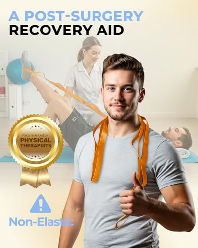 Image of Trideer Stretching Strap with Loops & Leg Lifter, Non-Elastic PT-Style Physical Therapy Strap for Knee Replacement Rehab, Hamstring, Calf & Back Stretcher Mobility, Hip, Shoulder & Yoga