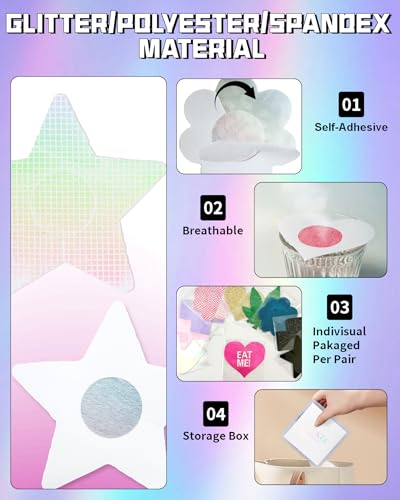 Image of CICKEE Nipple Pasties Black 9 Pairs Rave Pack Nipple Covers Stickers for Rave, Music Festivals, Beach or Daily Wear
