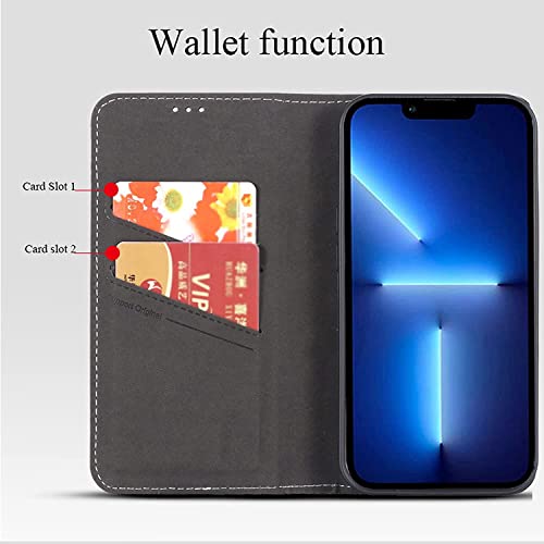 Étui portefeuille iPhone 14 en cuir véritable noir chic élégant - 3