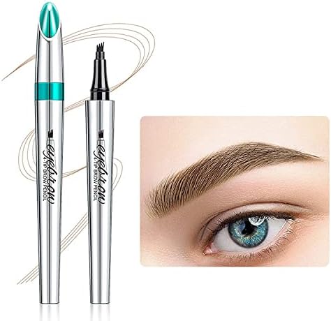 Norra Eyebrow Pen, 3d Waterproof Microblading Eyebrow Pen 4 Fork Tip Tattoo Pencil, 3d Microblading 4-Tip Eyebrow Pen, Eyebrow Microblading Pen, Eyebrow Hair for Beauty Lovers (Light-Brown)
