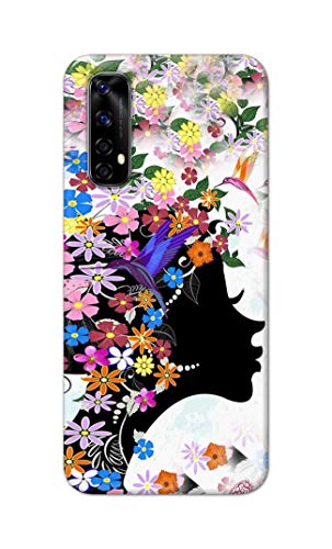 Image of Printed Hard Back Cover Case for Realme Narzo 20 Pro | Realme 7 | Realme Narzo 30 4G Back Cover (Floral Hairstyle Girl) -1803