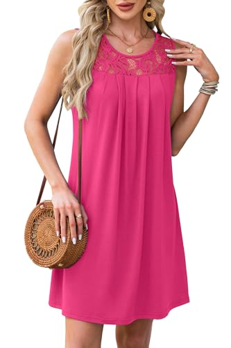 Image of BKRIVE Womens Lightweight Sleeveless Summer Dresses | Lace Yoke Neckline, Figure-Flattering for All Shapes - Ideal Beach Cover-Up & Hot-Weather Travel Essential