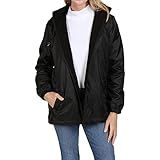 totes Womens Rain Jacket with Hood Rain Coat for Women Waterproof Womens Coats, Black, XL