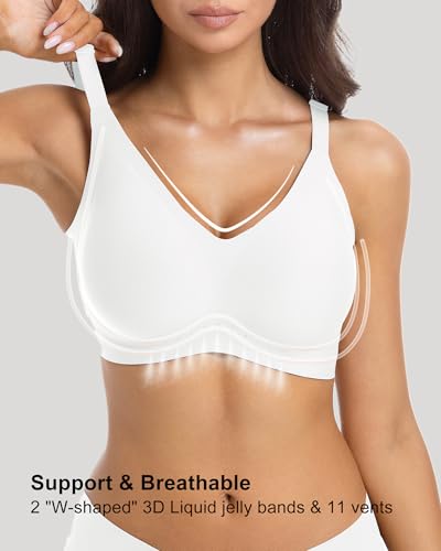 Aubrasen Jelly Wireless Push Up Bra 53 Vents Breathable Seamless Support for Women All Day Comfort Skin-Friendly Fabric — view 2