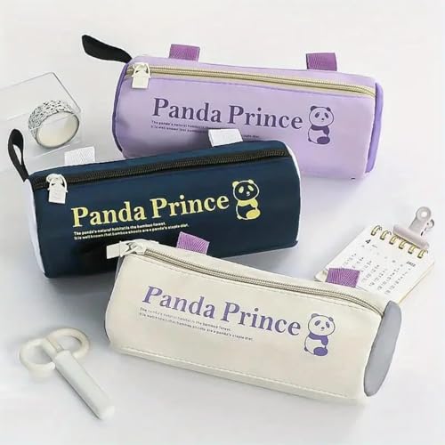 Image of Invite Enterprise Canvas Large Capacity Cute Pencil Case Three Compartment Aesthetic Pencil Case for Girls Multifunctional Stationery Bag Pouch for School Supplies