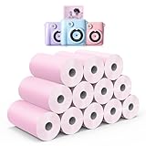 Hikkon 12 Rolls Instant Print Camera for Kids Refill Print Paper - Thermal Print Paper Rolls Photo Print HD Printing for Most Kids Instant Camera(Pink)