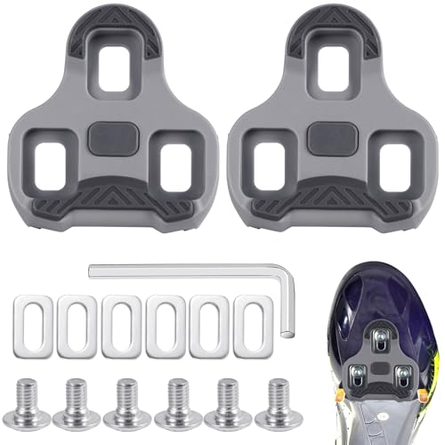QMLING Cleats - Cleats compatible con pedales Look Keo, placas de pedal de bicicleta de carretera, flotador de 4,5°, color gris