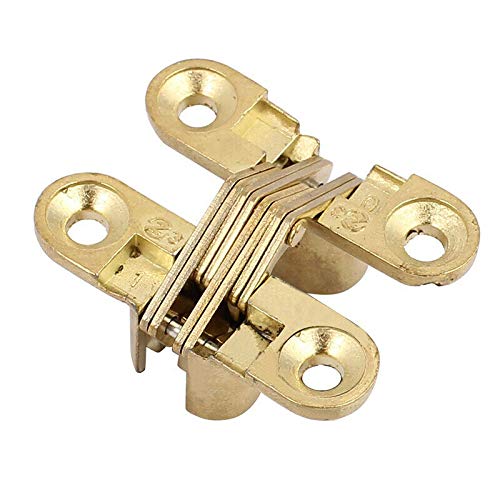 Hidden Hinge, 1pair Invisible Hinge 180 Degree Gold Zinc Alloy Invisible Folding Door Cross Hidden, Size:As shown - Image 4