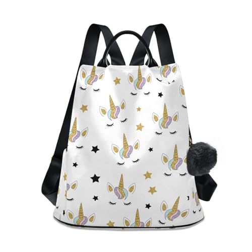 Sac à dos licorne blanc 17L pour femme avec fermeture antivol