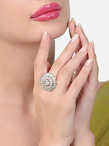 Cubic Zirconia Bling Statement Brass Ring - ZPFK16110