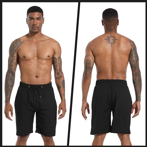 FT FENTENG Mens Swim Trunks with Compression Liner 9" Board Shorts 2 in 1 Quick Dry Bathing Suits with Zipper Pockets2