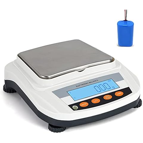 Bonvoisin Lab Scale Rechargeable Electronic Balance with Lithium Battery - 17 Units Available - LCD Display with Blue Backlit (2000g, 0.01g) Cover