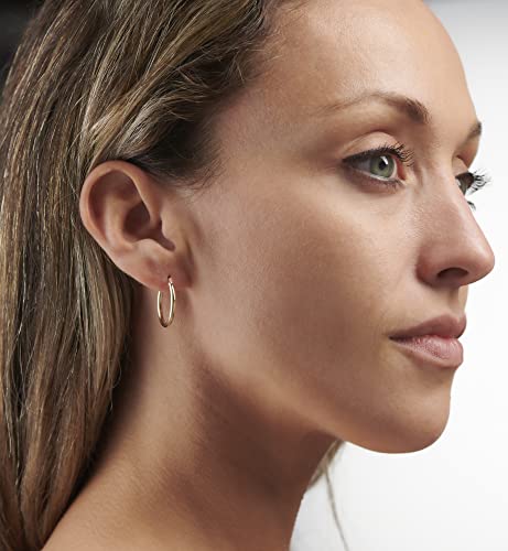 MAZZERI Solid Gold Hoop Earrings 14k Real Gold For Women and Men - Hypoallergenic, Made in the USA, Available in Yellow or White Gold3