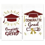 100 Graduation Napkins Congrats Grad Paper Guest Towels 3 Ply Red Maroon and Gold Decorative Napkins