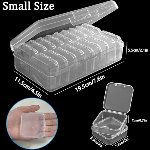 Image of DUOFIRE Bead Organizer 18 Clear Plastic Bead Storage Containers Hinged Lids | Portable Storage with Individual Boxes, Compact Design for Jewelry Making, Nail Art, Crafts, Small Parts, Home & Travel